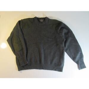 Barbour Sporting Sweater XL Pure New Wool Suede Shoulder Elbow Patch Scotland